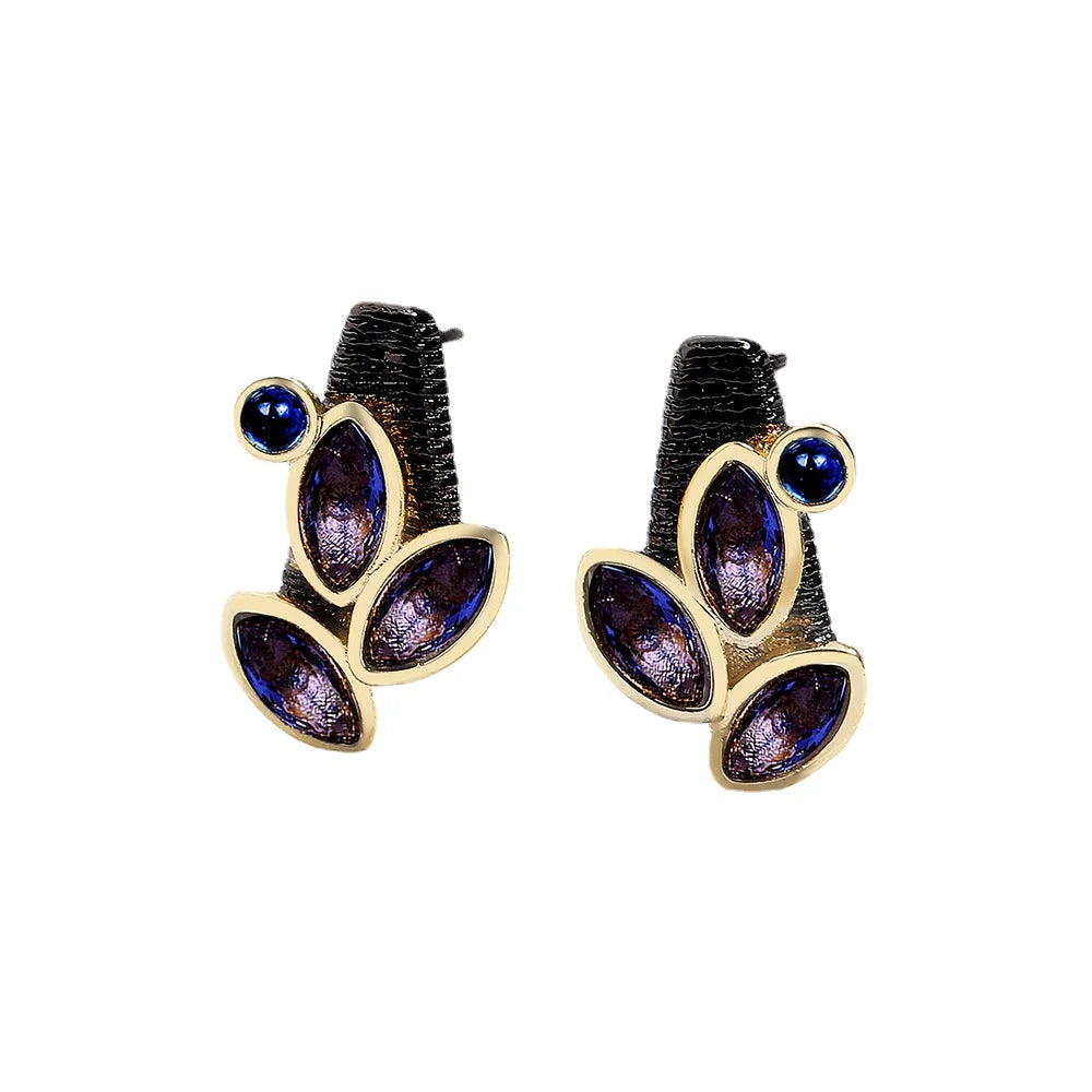 3-piece Purple Amethyst Zircon Black & Gold Style Rings, Necklace & Earrings Sets