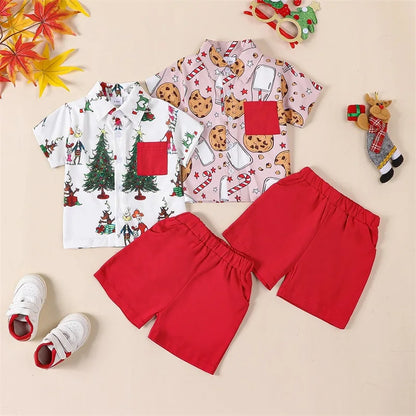 2-Piece Fall Outfits! Boy’s Short Sleeve Rompers, Shorts & Bow-Tie Sets