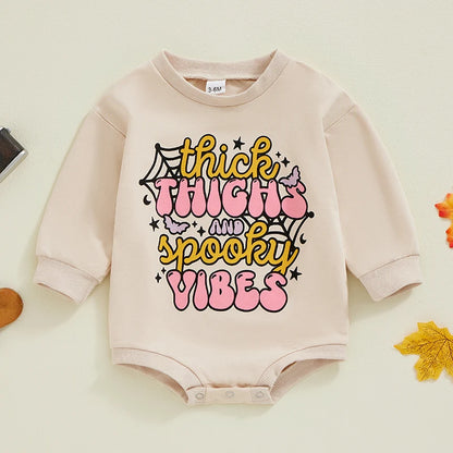 Girl's *Thick Thighs, Spooky Vibes*  Halloween Sweatshirt Onesies