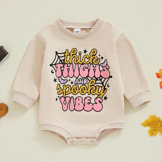 Girl's *Thick Thighs, Spooky Vibes*  Halloween Sweatshirt Onesies