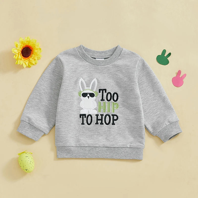 Girl's & Boy's Embroidered Easter Bunny Sweatshirts