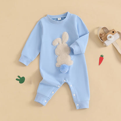 Girl's & Boy's Easter Bunny Embroidered Jumpsuit