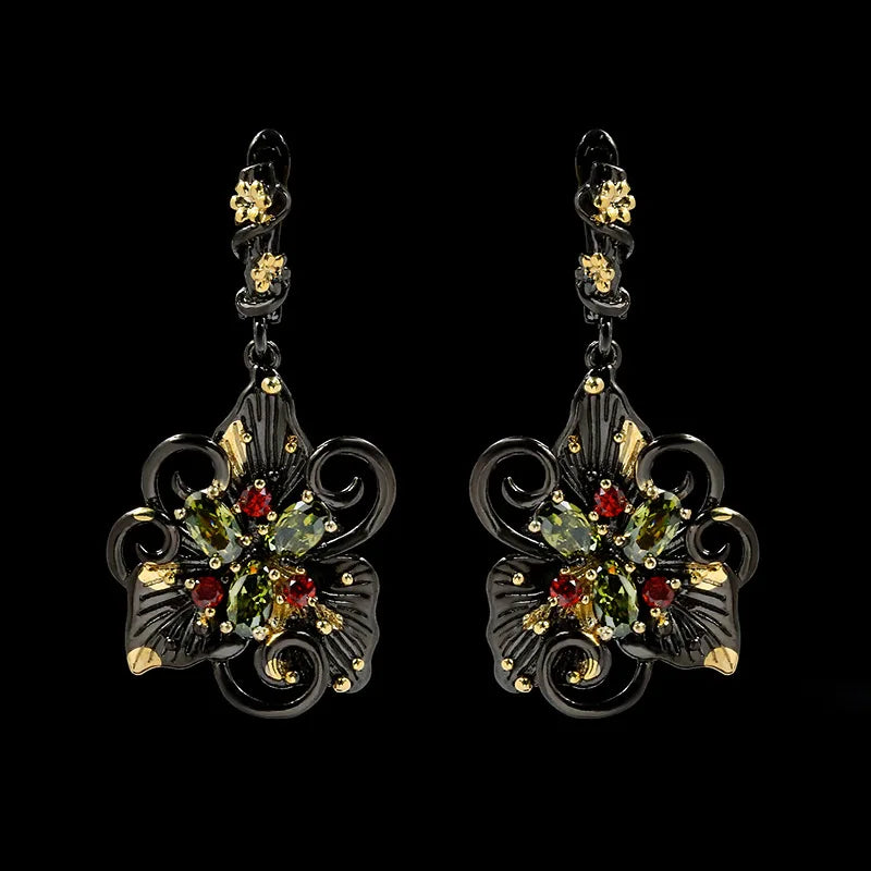 Double Flower Earrings Zircon Earrings