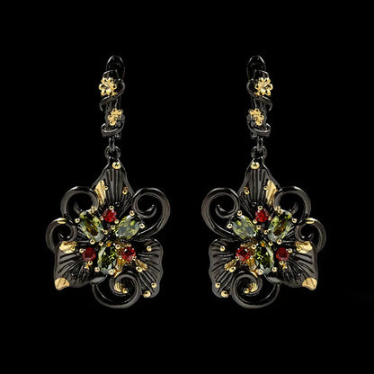 Double Flower Earrings Zircon Earrings