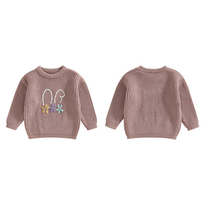 Boy's & Girl's Embroidered Knit Easter Bunny Sweaters