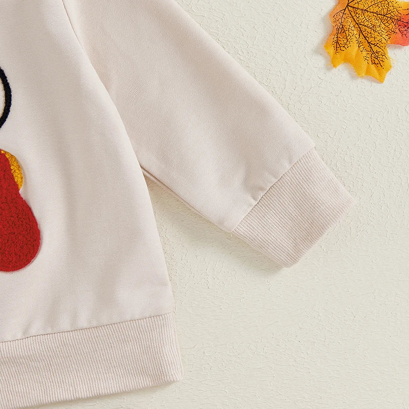 2-piece Thanksgiving Sets! Embroidered Turkey Boy's & Girl's Fall Sweatshirts & Sweatpants Outfits