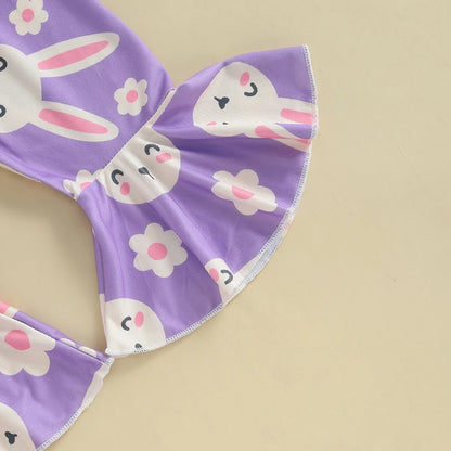 Girl's Easter Bunny T-Shirt, Flare Pants & Headband Sets