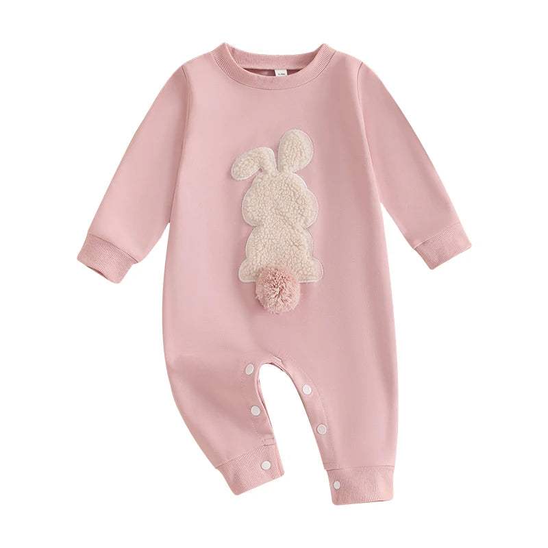 Girl's & Boy's Easter Bunny Embroidered Jumpsuit