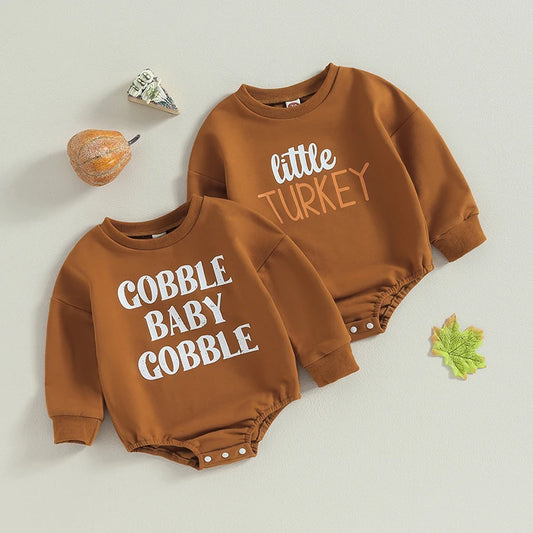 Girl's & Boy's Thanksgiving *Little Turkey* or *Gobble Baby Gobble* Sweatshirt Onesies