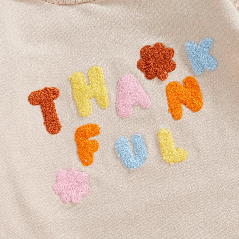 Girl's & Boy's Embroidered Thanksgiving *Thankful* Sweatshirt Onesies