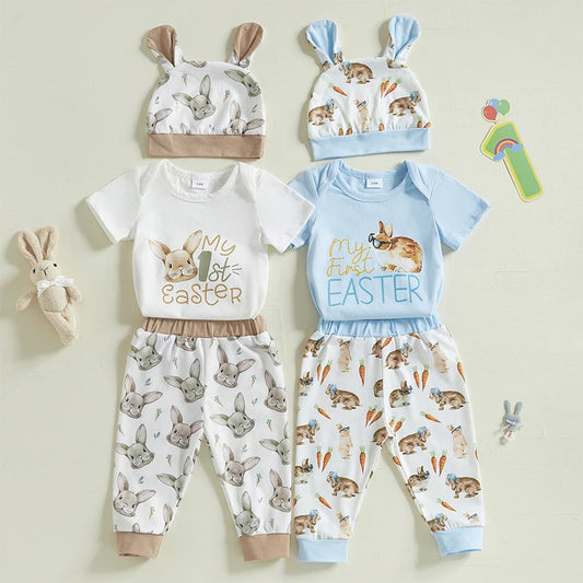 Boy's Easter Bunny Romper, Pants & Hat Sets