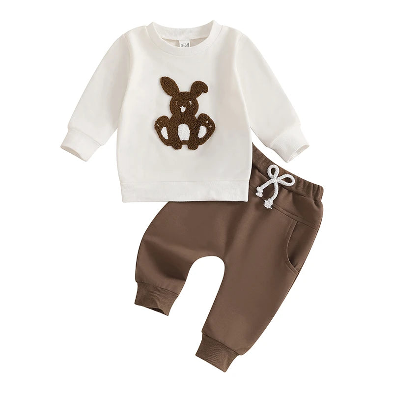 Boy's Easter Bunny Embroidered Sweatshirts & Pants