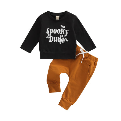 2-Piece Halloween Outfits! Boy’s Long Sleeve Skeleton Sweatshirt & Pants Sets