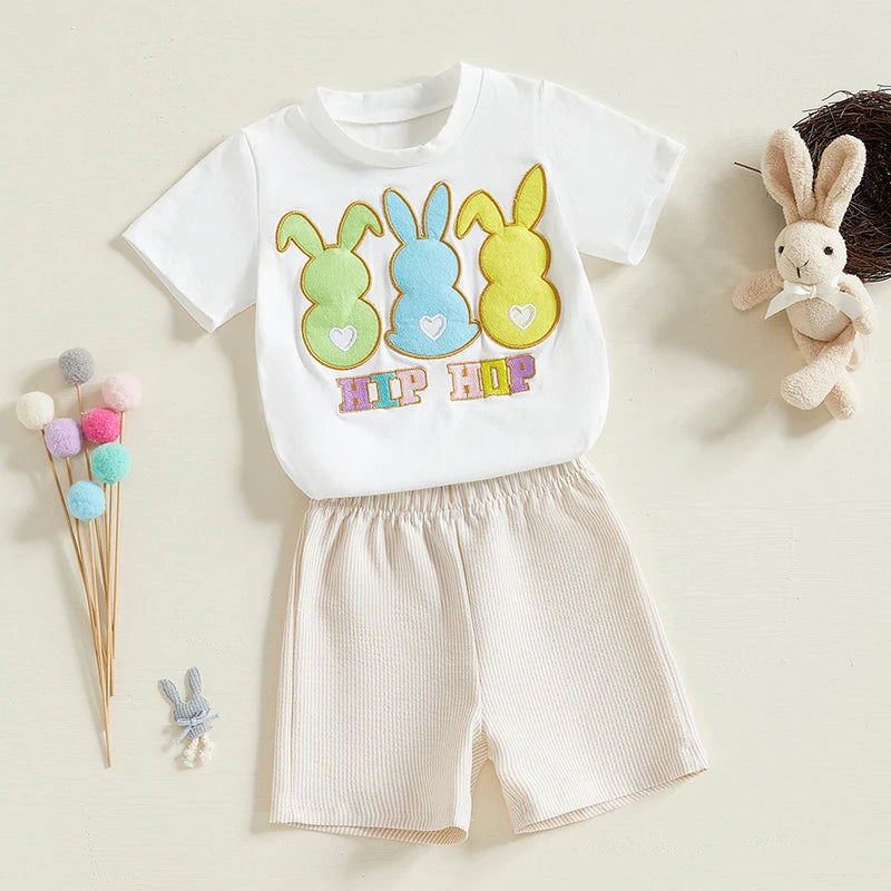 Boy's Easter Bunny T-Shirt & Shorts Sets