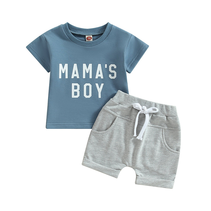 Boy's 2-Piece "Mama's Boy" T-Shirt & Shorts Sets