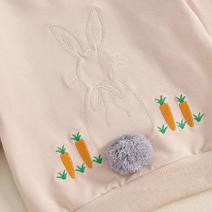 Boy's & Girl's 2-Piece Easter Bunny Fluff Tail Sweatshirt & Pants