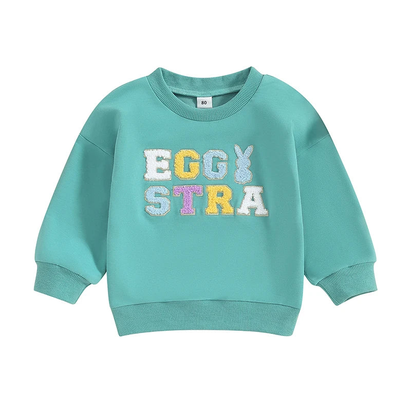 Girl's & Boy's Fuzzy Embroidered Easter Bunny Tops