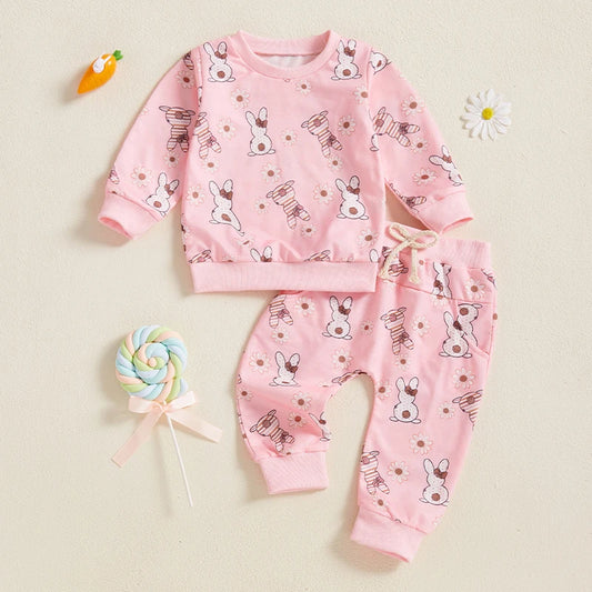 Girl's Easter Rabbit Sweatshirts Pants