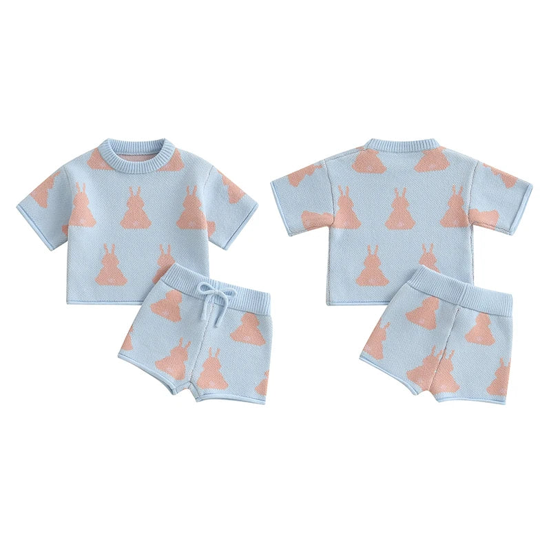 Girl's Easter Bunny T-Shirts & Shorts Sets