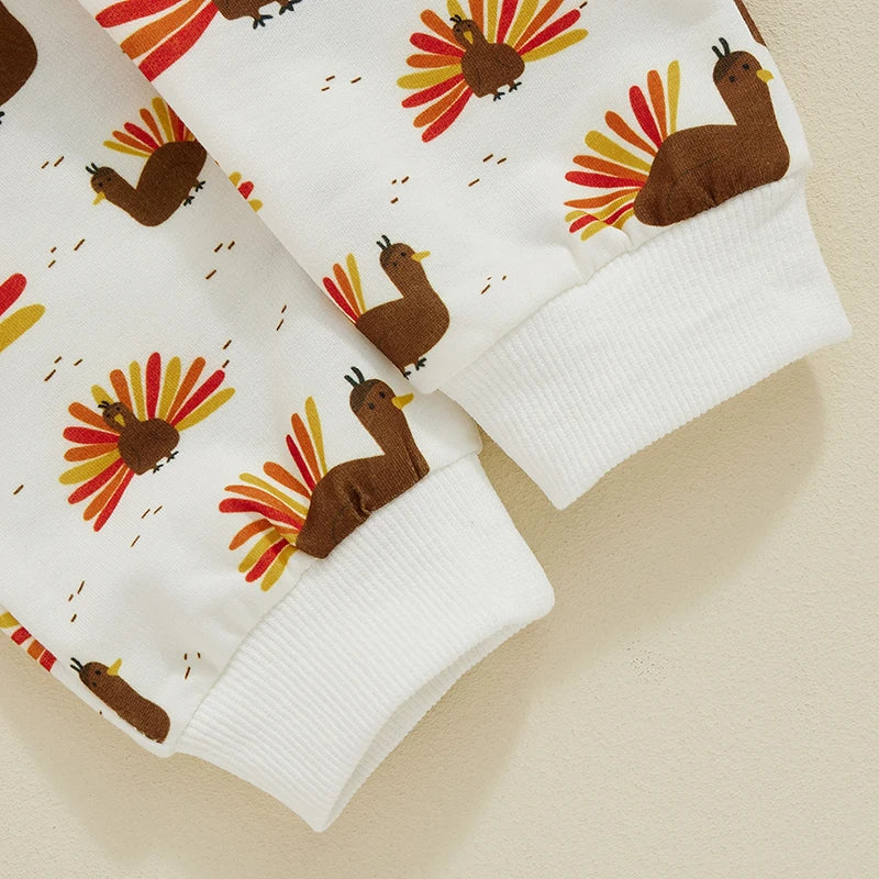 2-piece Thanksgiving Sets! Boy's & Girl's Fall Turkey Sweatshirts & Sweatpants Outfits