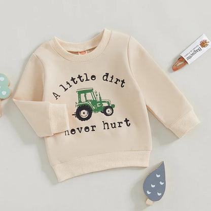 Boy's "A Little Dirt Never Hurt" Tractor Sweatshirts