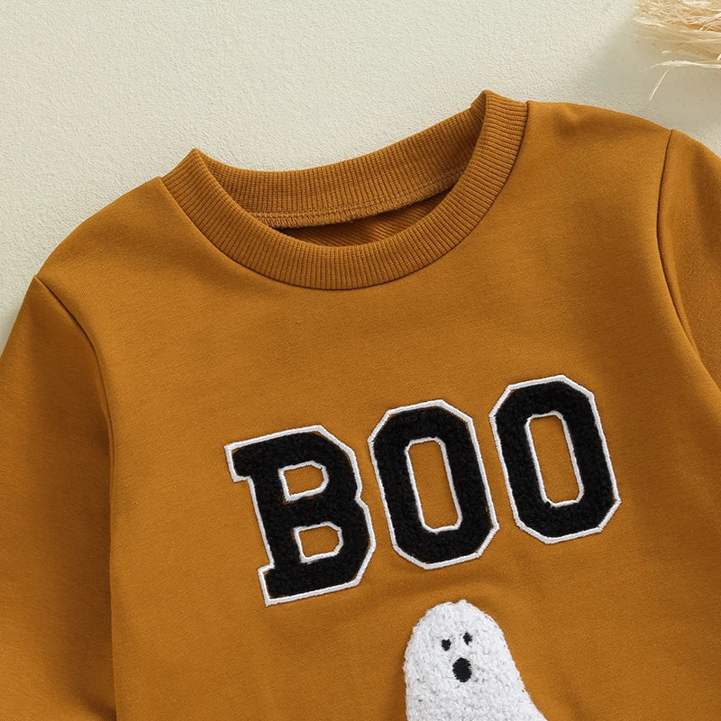 Girl's & Boy's Embroidered *BOO* Halloween Ghost Sweatshirt Onesies