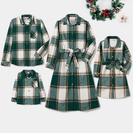 Family Matching! Plaid Dresses & Button-Up Shirts