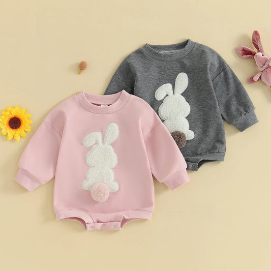 Girl's & Boy's Embroidered Easter Bunny Romper Sweatshirts