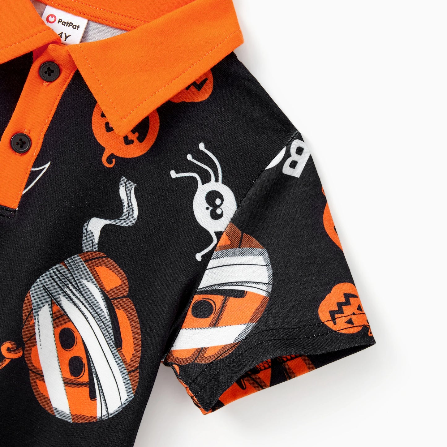 Family Matching! Halloween Pumpkin Ghost Spiderweb Polo Shirts or Ruched Sleeveless Dresses