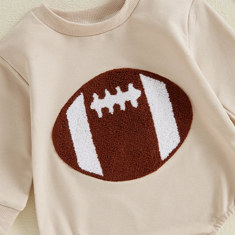 Boy's Football Embroidered Sweatshirt Rompers