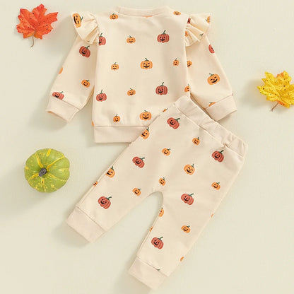 Girl's & Boy's 2-Piece Pumpkin Sweatshirt & Sweatpants Sets