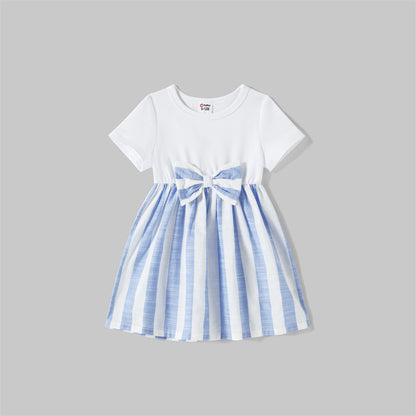 Family Matching! Striped Belted Dresses & T-Shirts