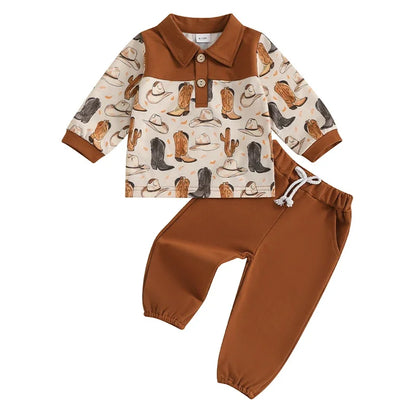 2-piece Fall Sets! Cowboy's Western Style Sweatshirts & Sweatpants