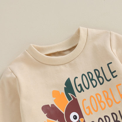 2-Piece Thanksgiving Outfits! Boy’s Long Sleeve Turkey Sweatshirt & Pants Sets