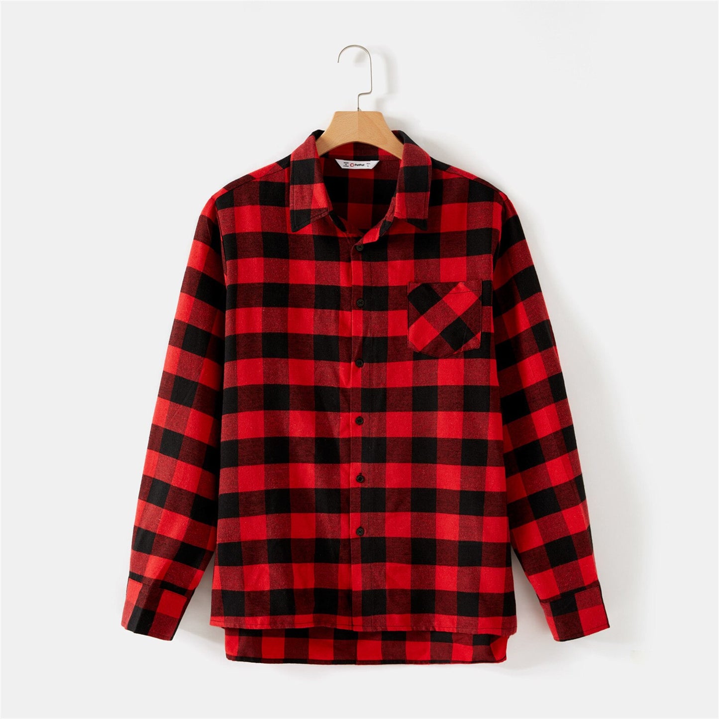 Family Matching! Red Plaid Long-Sleeve Button-Up Tops & Dresses with Mesh Skirts
