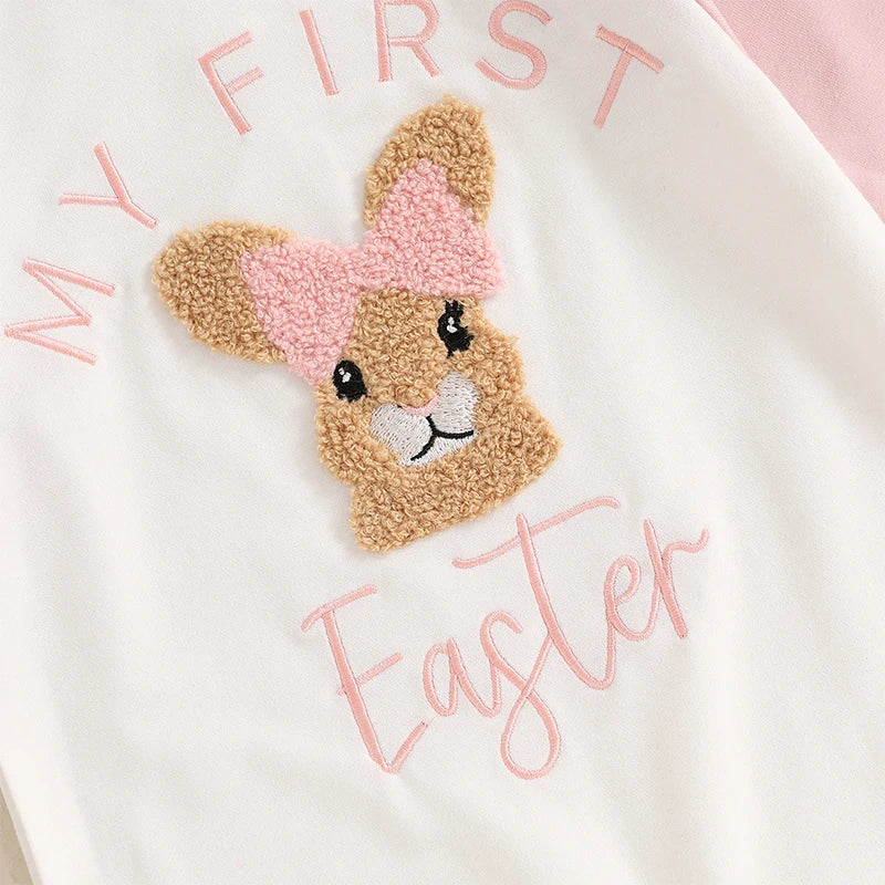 Girl's Embroidered Easter Bunny Jumpsuits
