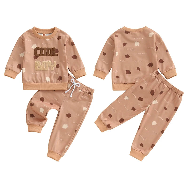 2-Piece Fall Outfits! Boy’s Long Sleeve Sweatshirt & Pants Sets