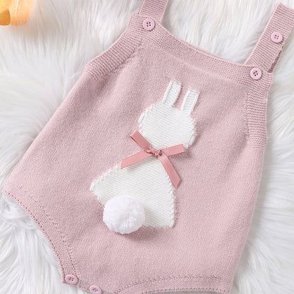 Girl's Easter Bunny Fluffy Tail Rompers