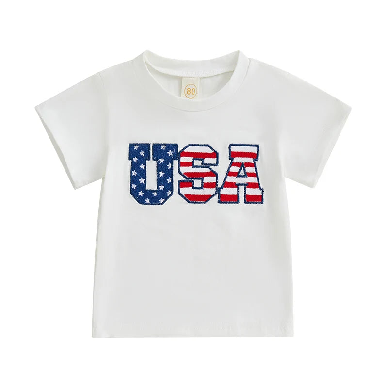 Boy's Embroidered USA 4th of July T-Shirts