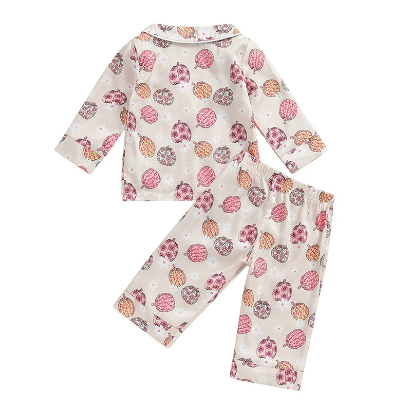 Halloween Pajamas! Girl’s Pumpkin Long Sleeve Tops & Pants Sets