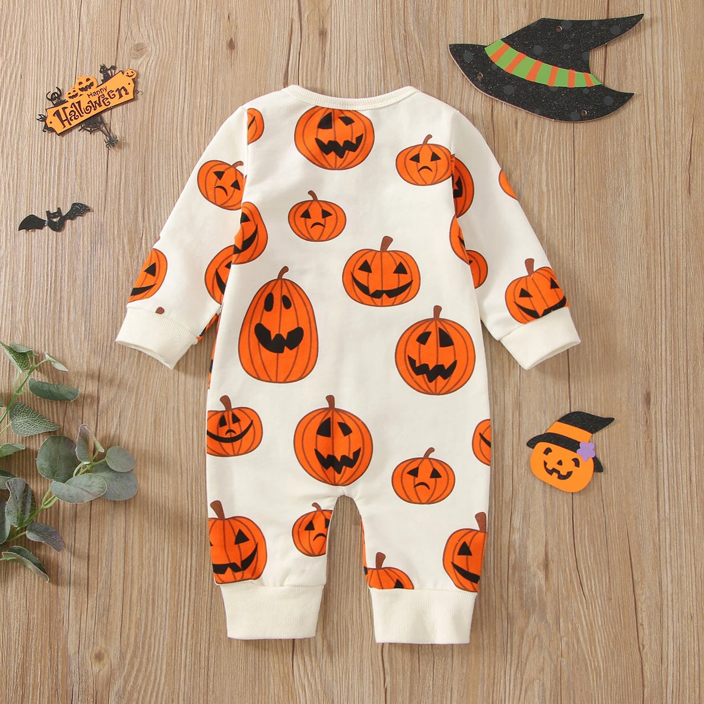 Halloween Rompers! Boy's & Girl's Long Sleeve Zip Pumpkin Rompers