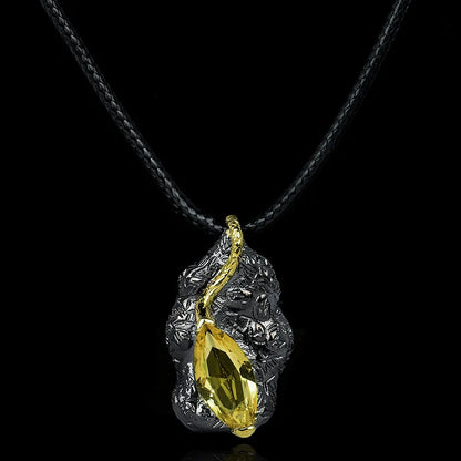 Necklace Black & Gold Style Pendant Yellow Zircon Necklaces