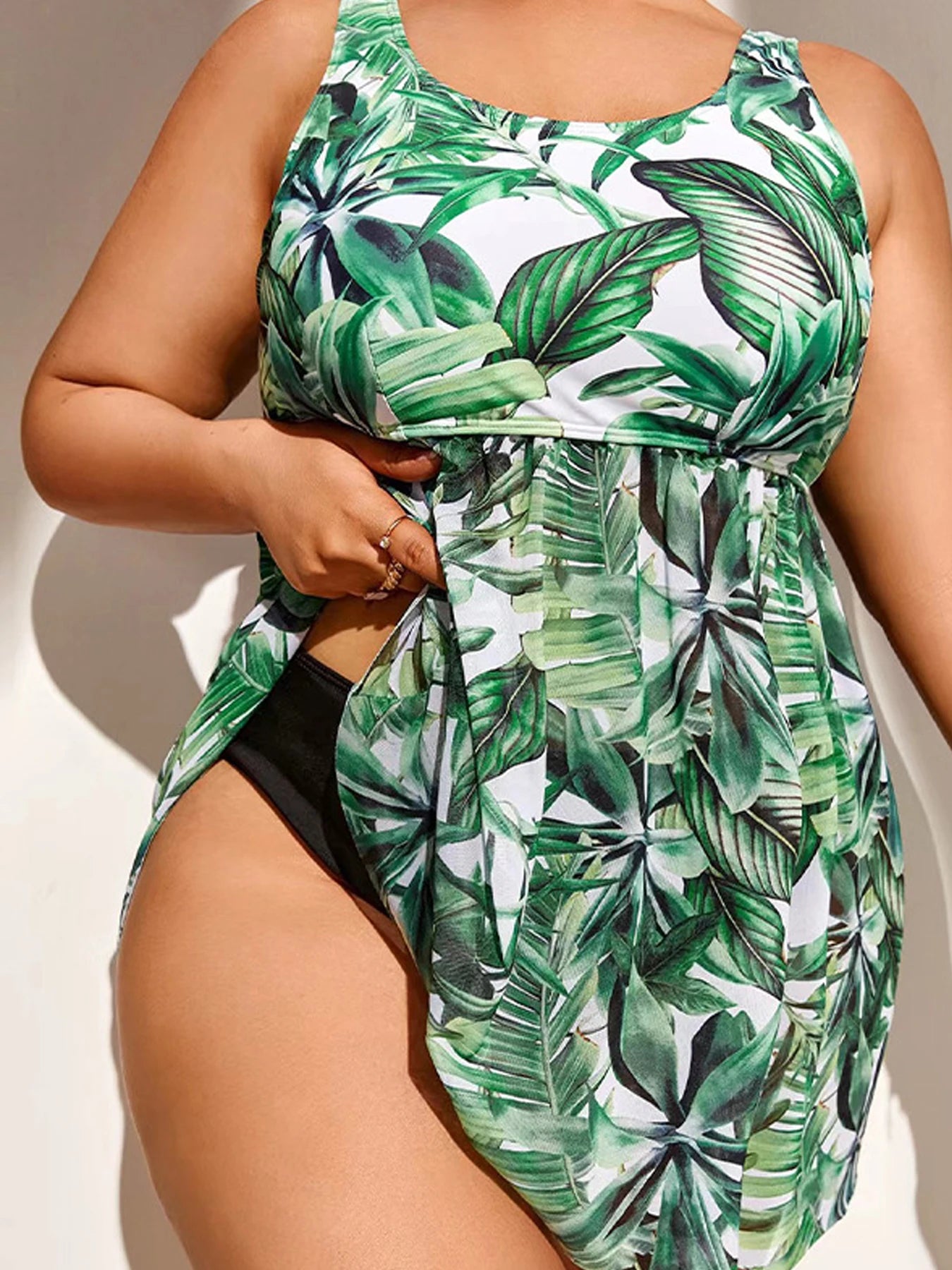 Print Ruffle SwimwearPlus Two Piece Separate Swimsuit Lady Dress Tankini Bathing Suit