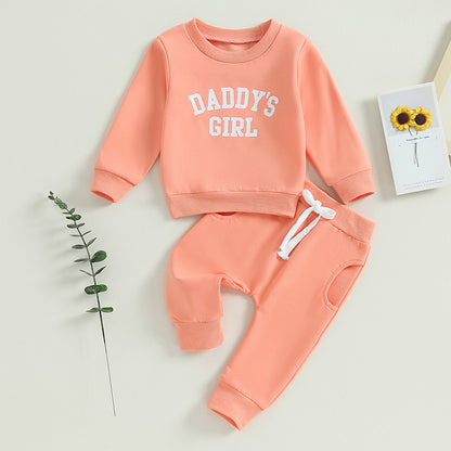 2-Piece Fall / Winter Outfits! Girl’s Letter Print "Daddy's Girl" Sweatshirt & Pants Sets