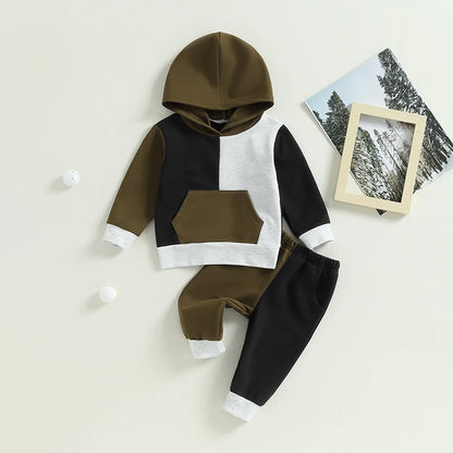 2-Piece Fall Outfits! Boy’s Long Sleeve Hooded Sweatshirts & Pants Sets