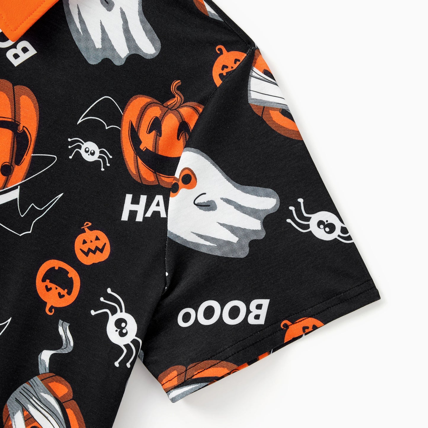 Family Matching! Halloween Pumpkin Ghost Spiderweb Polo Shirts or Ruched Sleeveless Dresses