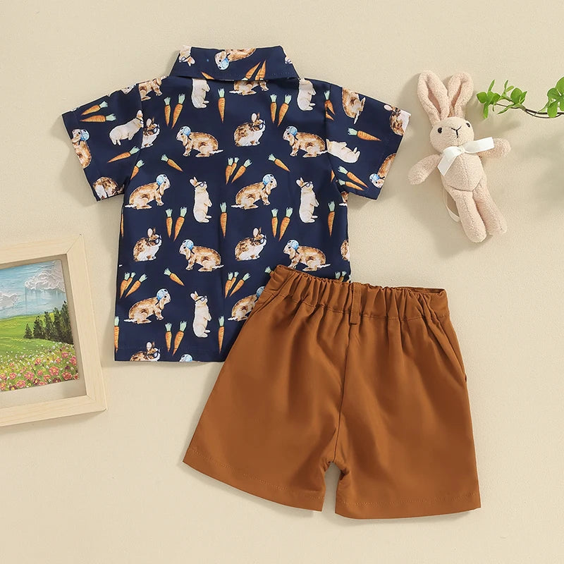 2-Piece Fall Outfits! Boy’s Short Sleeve Onesie, Bow-Tie, & Pants Sets