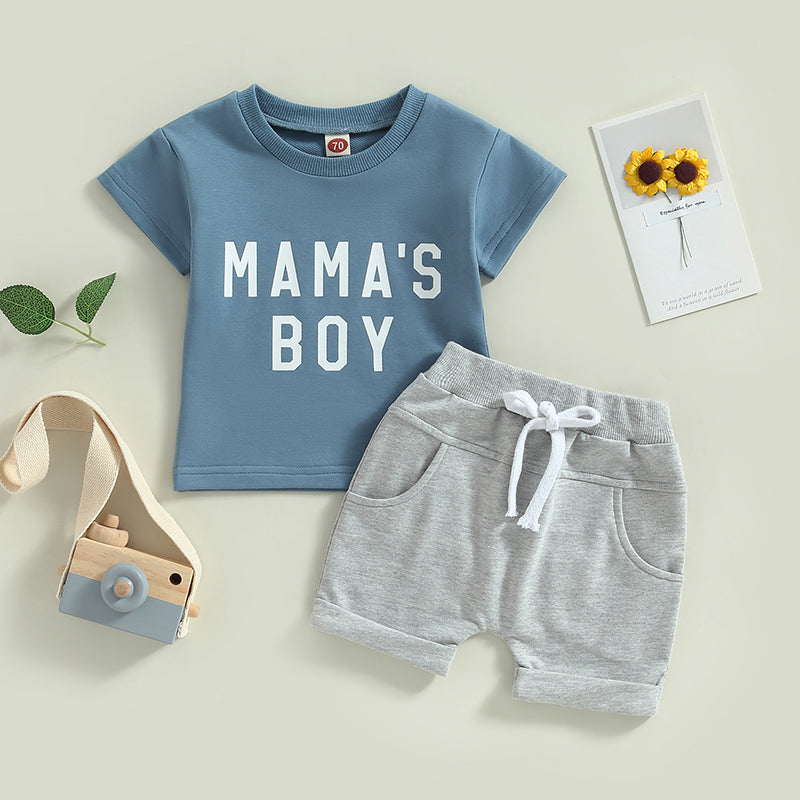 Boy's 2-Piece "Mama's Boy" T-Shirt & Shorts Sets