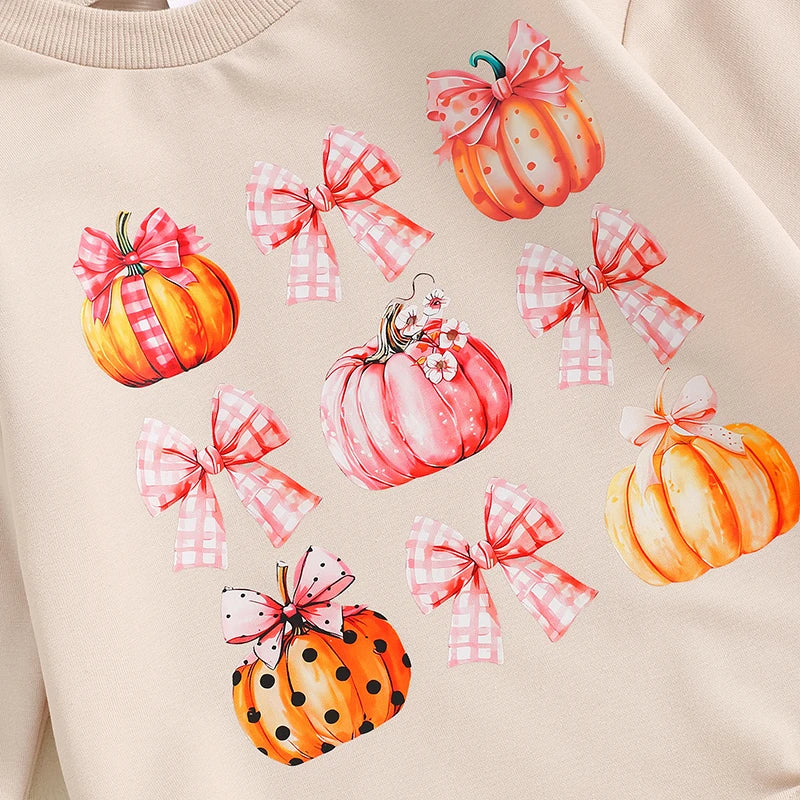 Fall Onesies! Girl's Bow Pumpkin Sweatshirts