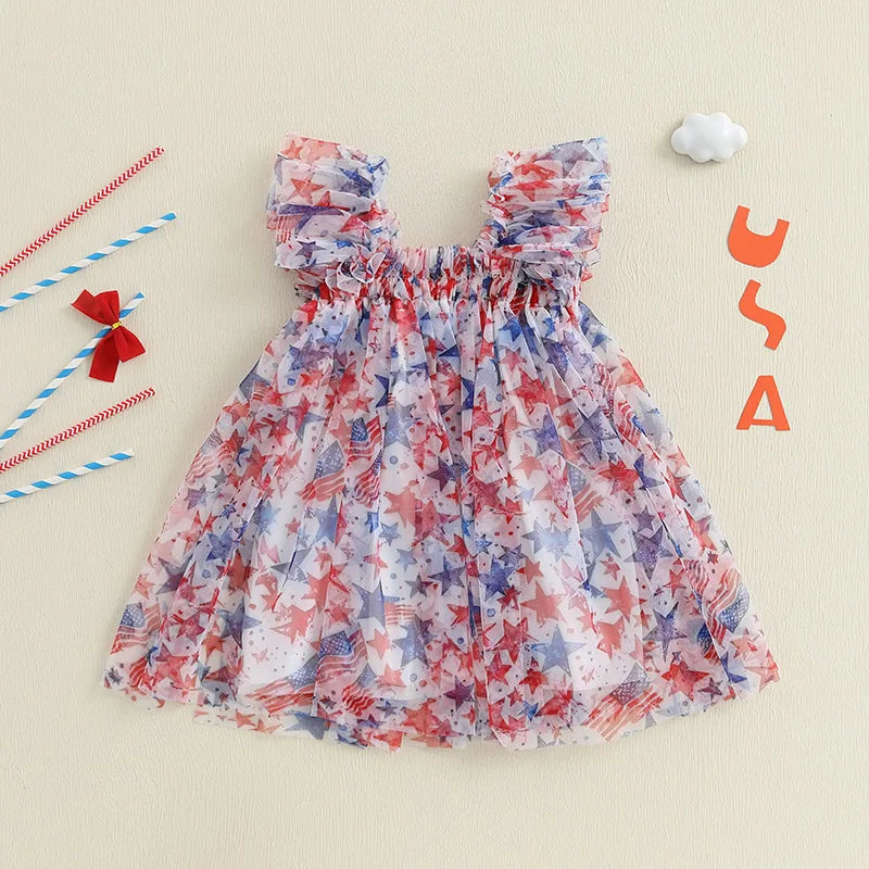 Girl's Tulle Red, White & Blue 4th of July Dresses